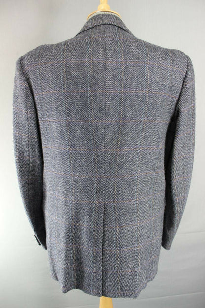 SUPERB CONDITION MICHEL JARDIN BLUE/GREY CHECKED TWEED JACKET 39 INCH