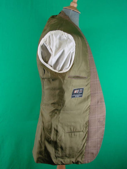 VINTAGE 1970's BRITISH MADE DAKS SIMPSON BROWN CHECKED TERYLENE/WOOL JACKET 40IN