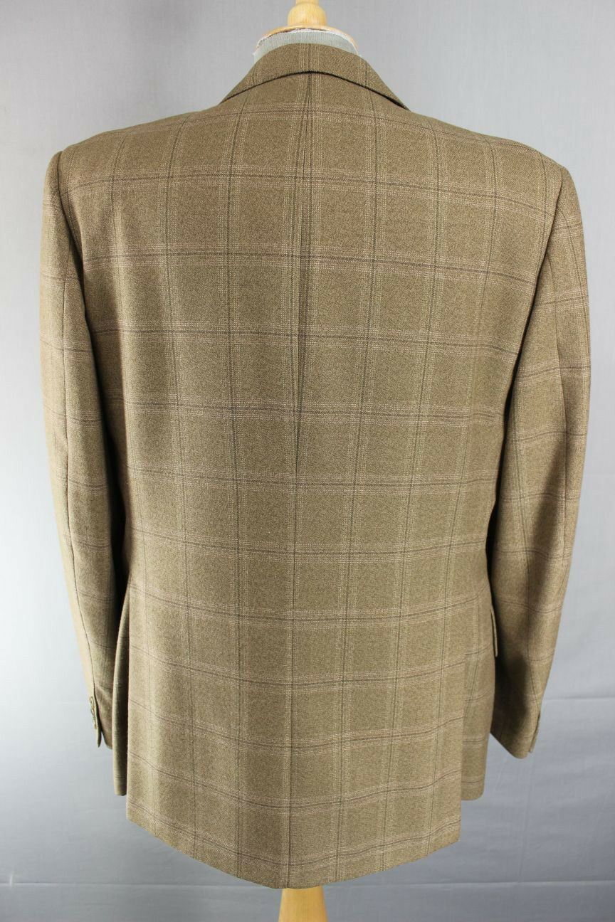 VINTAGE 1970's BRITISH MADE DAKS SIMPSON BROWN CHECKED TERYLENE/WOOL JACKET 40IN