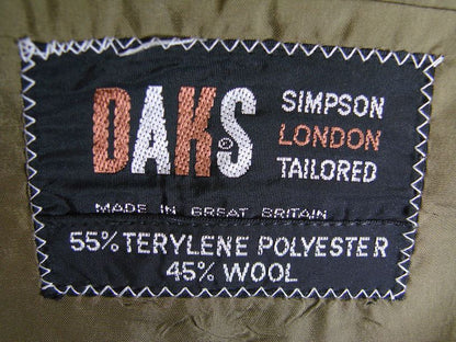VINTAGE 1970's BRITISH MADE DAKS SIMPSON BROWN CHECKED TERYLENE/WOOL JACKET 40IN