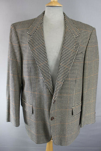 CLASSIC WOOL/CASHMERE SUPERFINE CLOTH LIGHT BROWN CHECKED JACKET 42 INCH