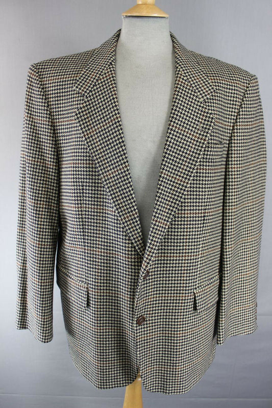 CLASSIC WOOL/CASHMERE SUPERFINE CLOTH LIGHT BROWN CHECKED JACKET 42 INCH