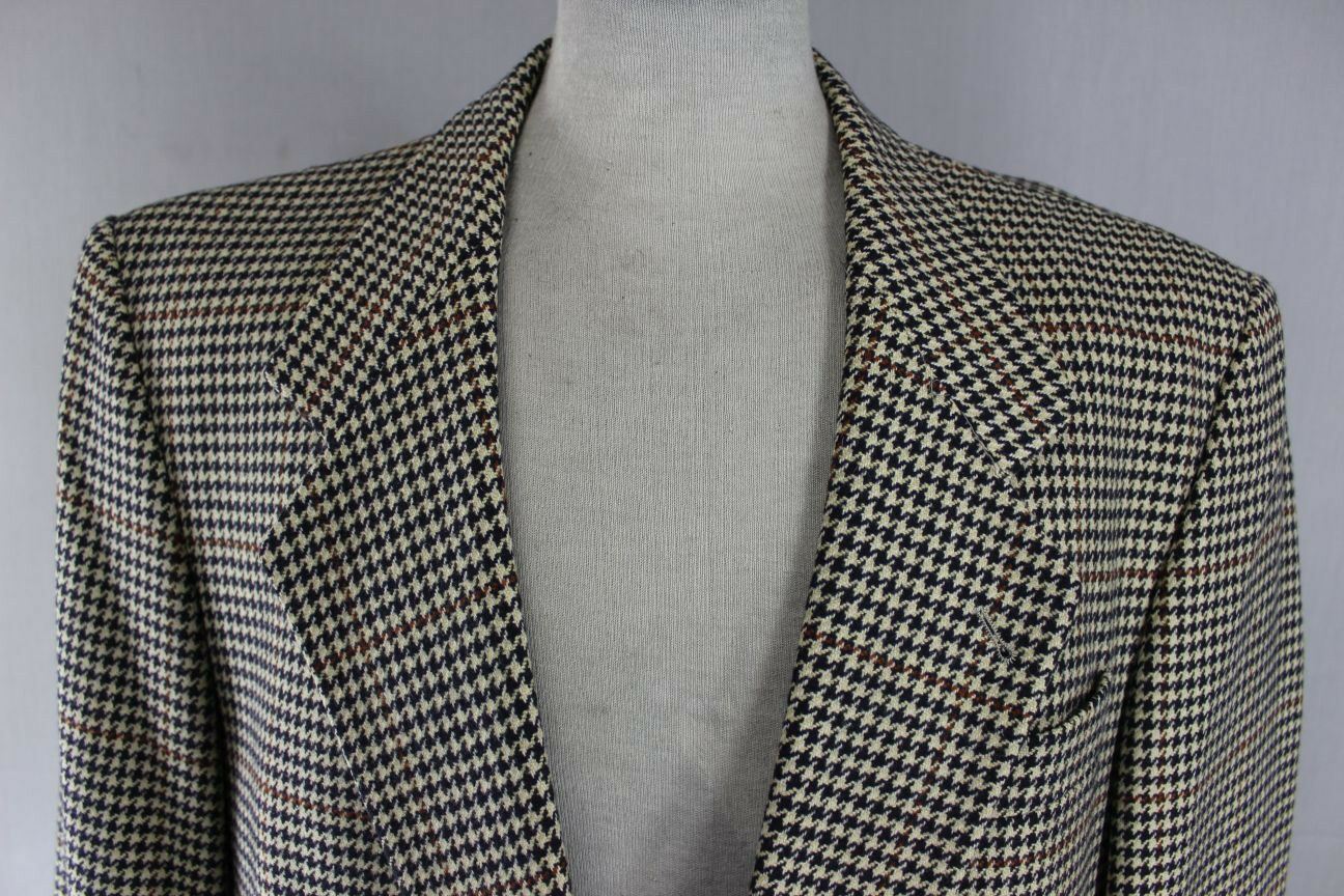 CLASSIC WOOL/CASHMERE SUPERFINE CLOTH LIGHT BROWN CHECKED JACKET 42 INCH