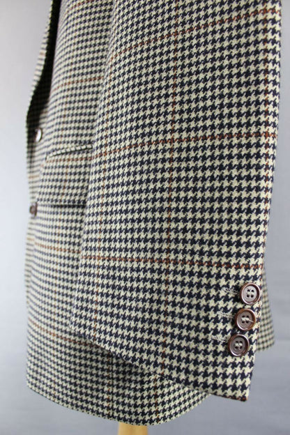 CLASSIC WOOL/CASHMERE SUPERFINE CLOTH LIGHT BROWN CHECKED JACKET 42 INCH