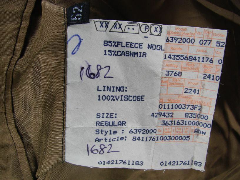 CLASSIC WOOL/CASHMERE SUPERFINE CLOTH LIGHT BROWN CHECKED JACKET 42 INCH