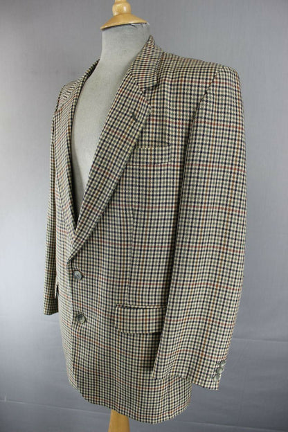 BRITISH MADE KILMAINE PURE WOOL WORSTED CHECKED TWEED JACKET 42 INCH