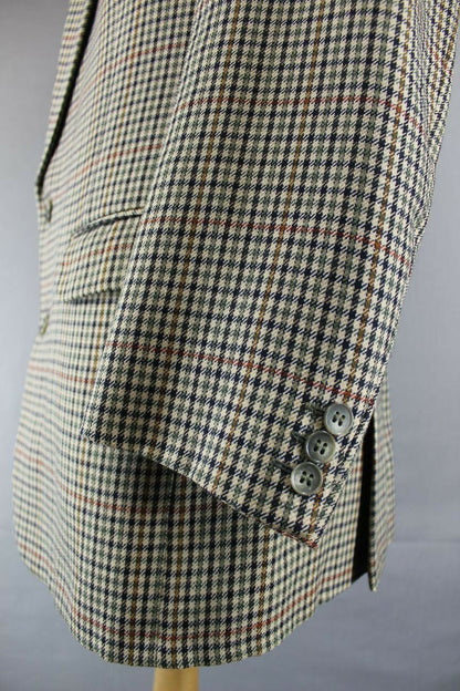 BRITISH MADE KILMAINE PURE WOOL WORSTED CHECKED TWEED JACKET 42 INCH