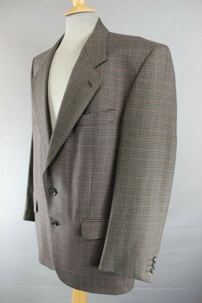 CLASSIC AUSTIN REED BRITISH MADE PURE WOOL CHECKED BROWN JACKET 42 INCH
