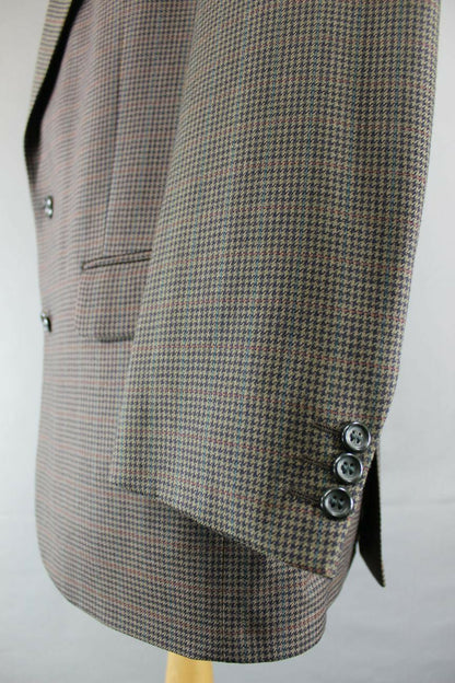 CLASSIC AUSTIN REED BRITISH MADE PURE WOOL CHECKED BROWN JACKET 42 INCH