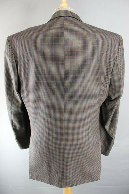 CLASSIC AUSTIN REED BRITISH MADE PURE WOOL CHECKED BROWN JACKET 42 INCH
