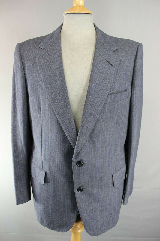 AUSTIN REED BRITISH TAILORED CHESTER BARRIE PURE WOOL PINSTRIPED BLUE JACKET 43"