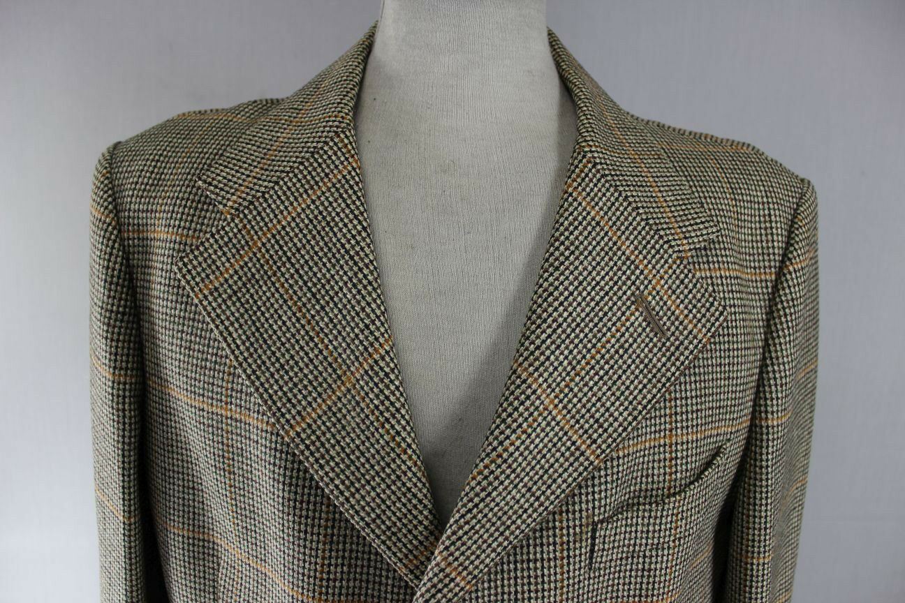 CLASSIC VINTAGE 1970s BRITISH MADE BLADEN PURE WOOL CHECKED TWEED JACKET 40 INCH