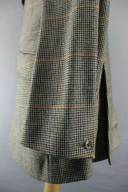 CLASSIC VINTAGE 1970s BRITISH MADE BLADEN PURE WOOL CHECKED TWEED JACKET 40 INCH