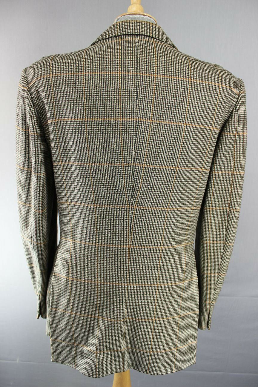 CLASSIC VINTAGE 1970s BRITISH MADE BLADEN PURE WOOL CHECKED TWEED JACKET 40 INCH