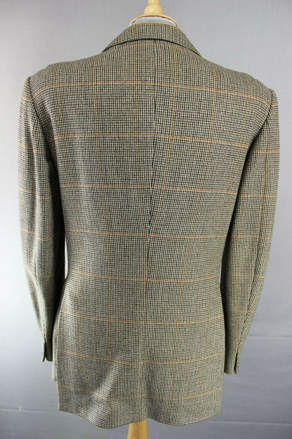 CLASSIC VINTAGE 1970s BRITISH MADE BLADEN PURE WOOL CHECKED TWEED JACKET 40 INCH