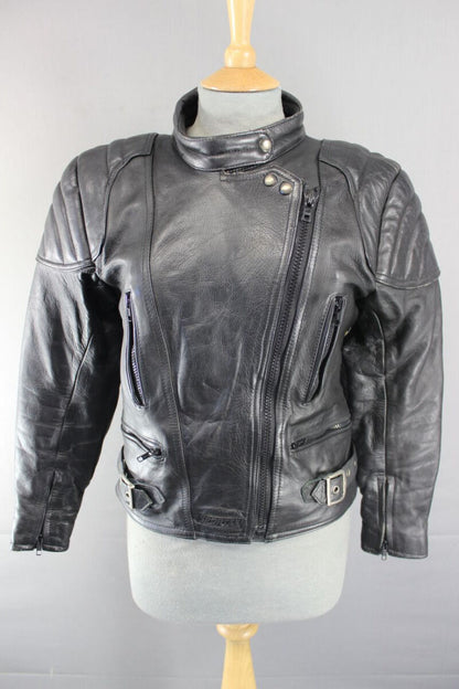 SUPERB QUALITY BLACK LEATHER SPORTEX A5 BIKER JACKET SIZE 14