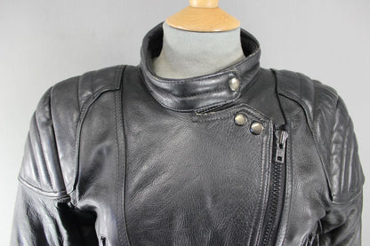 SUPERB QUALITY BLACK LEATHER SPORTEX A5 BIKER JACKET SIZE 14
