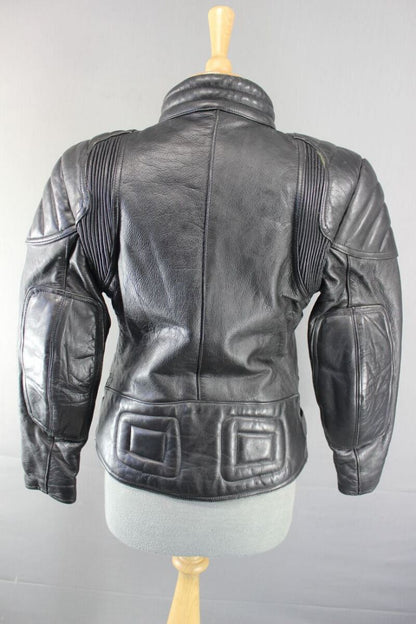 SUPERB QUALITY BLACK LEATHER SPORTEX A5 BIKER JACKET SIZE 14