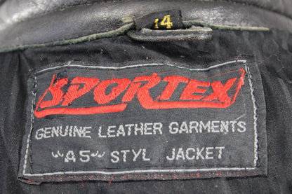 SUPERB QUALITY BLACK LEATHER SPORTEX A5 BIKER JACKET SIZE 14