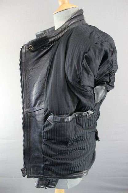 SUPERB QUALITY BLACK LEATHER SPORTEX A5 BIKER JACKET SIZE 14