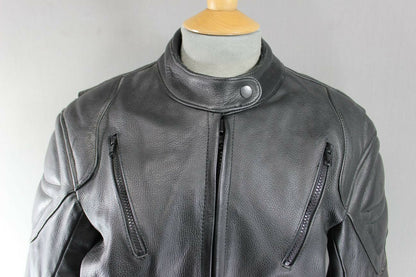 BRITISH DESIGNED & STYLED RIOSSI BLACK COWHIDE LEATHER BIKER JACKET SIZE 14
