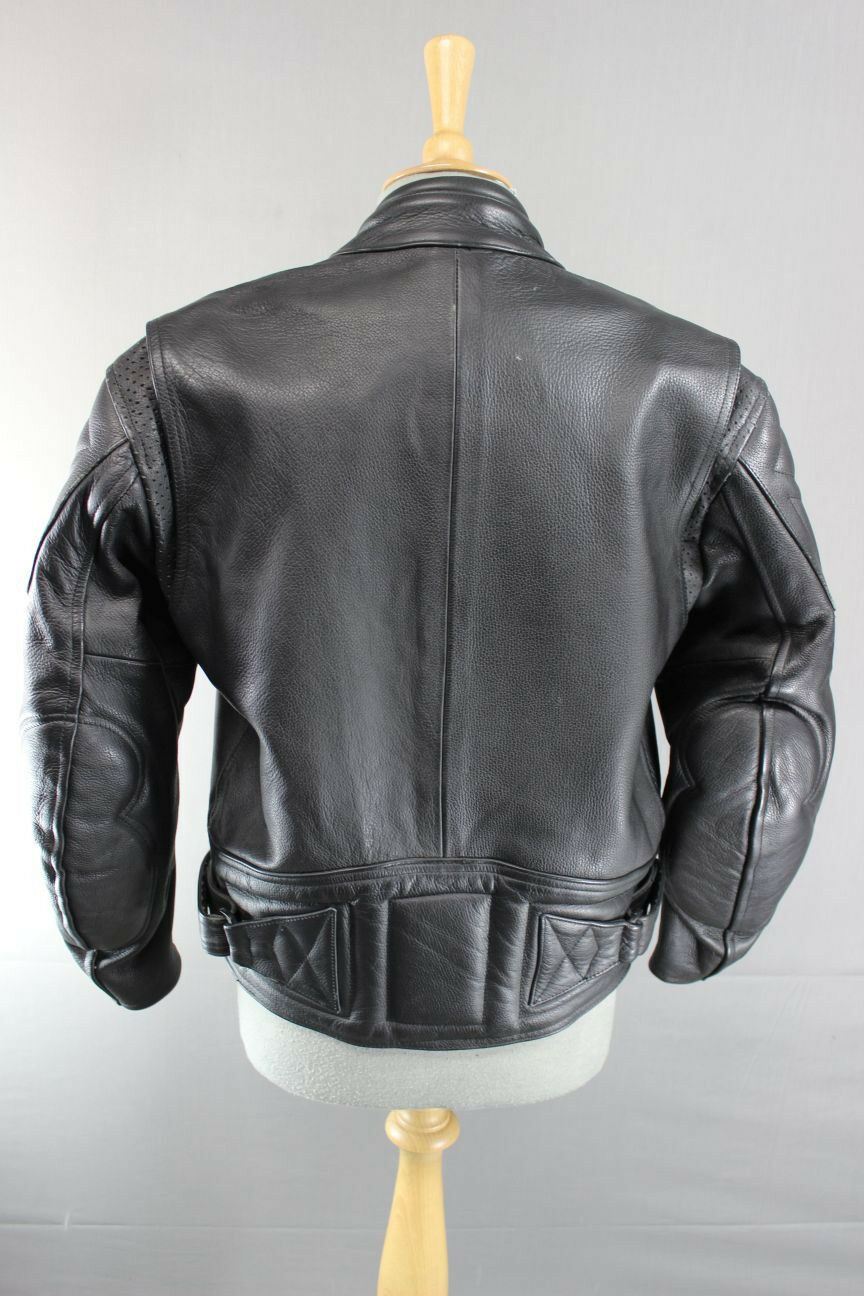 BRITISH DESIGNED & STYLED RIOSSI BLACK COWHIDE LEATHER BIKER JACKET SIZE 14
