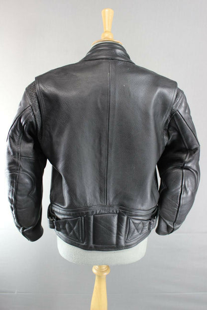 BRITISH DESIGNED & STYLED RIOSSI BLACK COWHIDE LEATHER BIKER JACKET SIZE 14