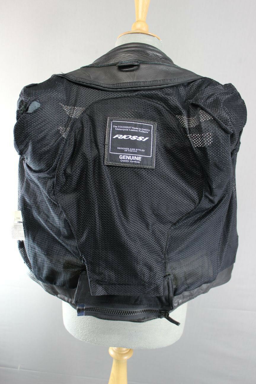 BRITISH DESIGNED & STYLED RIOSSI BLACK COWHIDE LEATHER BIKER JACKET SIZE 14