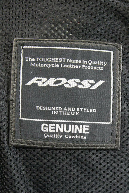 BRITISH DESIGNED & STYLED RIOSSI BLACK COWHIDE LEATHER BIKER JACKET SIZE 14