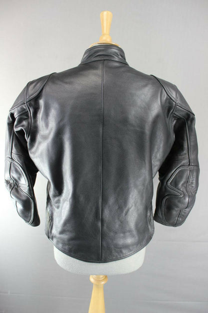 CLASSIC BLACK LEATHER RIDER BIKER JACKET SIZE 14