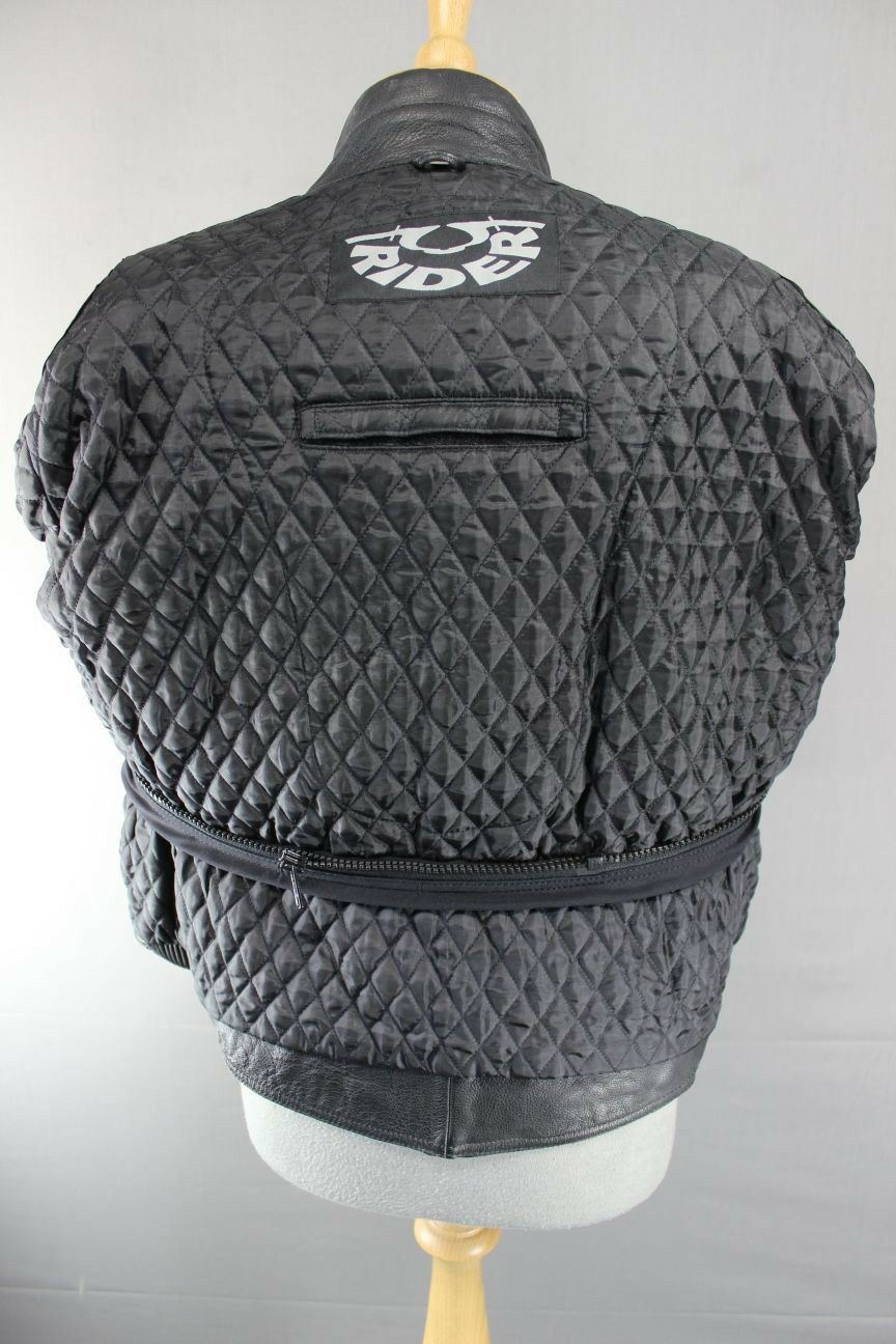 CLASSIC BLACK LEATHER RIDER BIKER JACKET SIZE 14