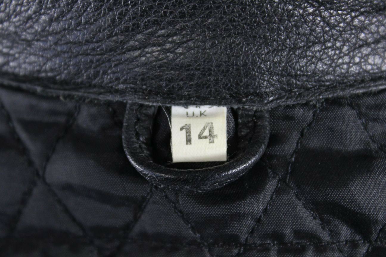 CLASSIC BLACK LEATHER RIDER BIKER JACKET SIZE 14