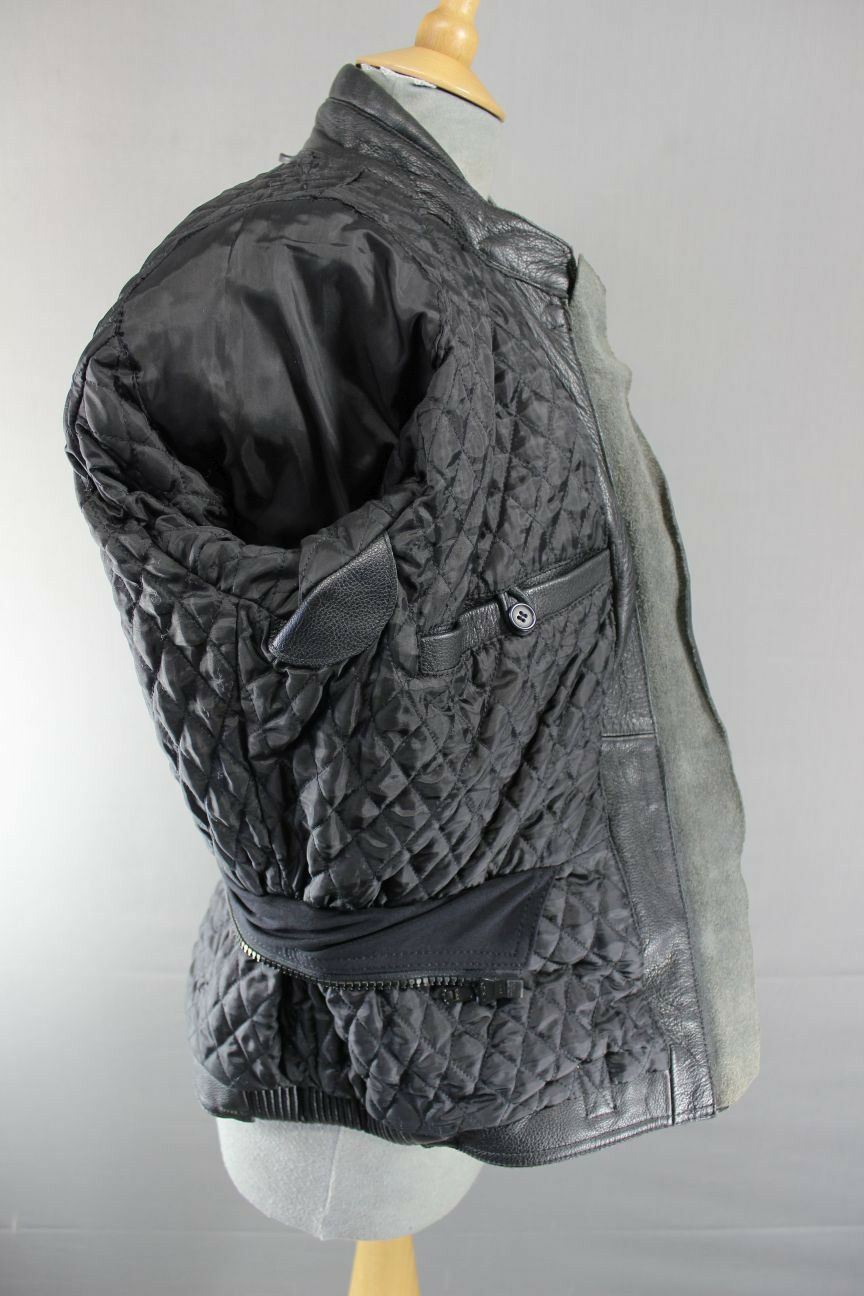 CLASSIC BLACK LEATHER RIDER BIKER JACKET SIZE 14