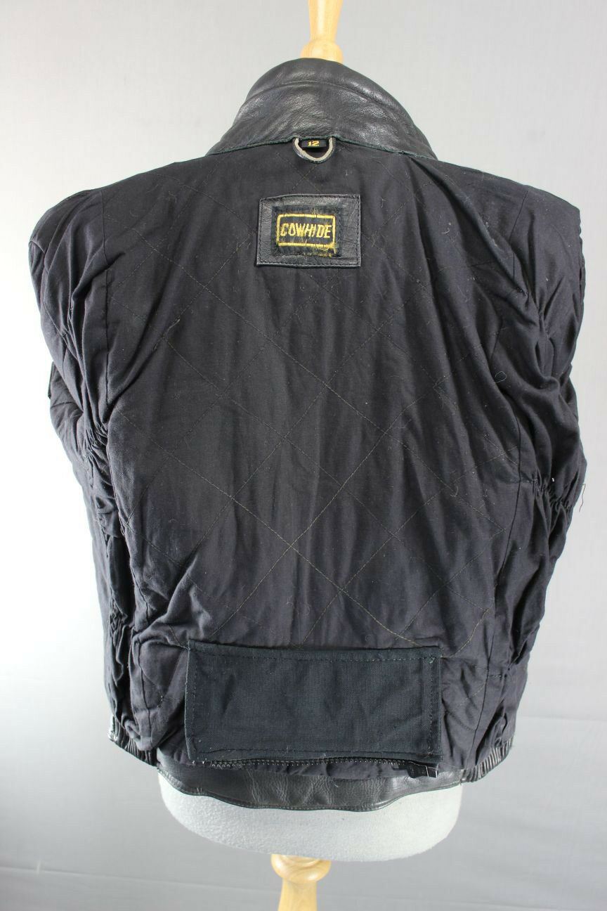 CLASSIC BLACK COWHIDE LEATHER BIKER JACKET SIZE 12