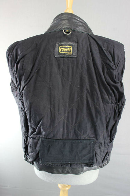 CLASSIC BLACK COWHIDE LEATHER BIKER JACKET SIZE 12