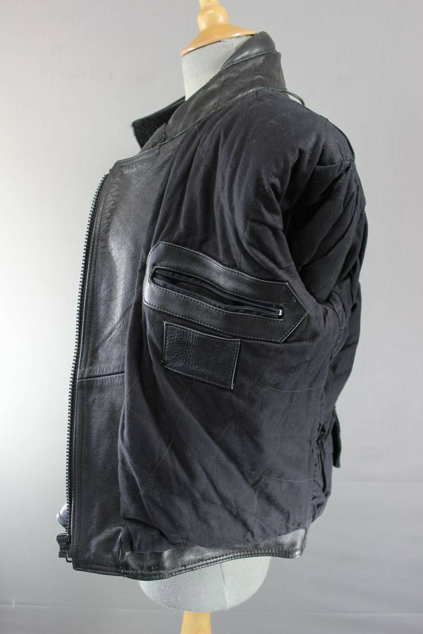 CLASSIC BLACK COWHIDE LEATHER BIKER JACKET SIZE 12