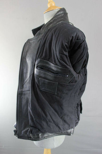 CLASSIC BLACK COWHIDE LEATHER BIKER JACKET SIZE 12