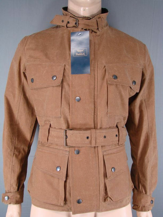 NEW WITH TAGS ROYAL PADDOCK BELTED BEIGE WAXED PURE COTTON JACKETS-S/M/L/XL/XXL