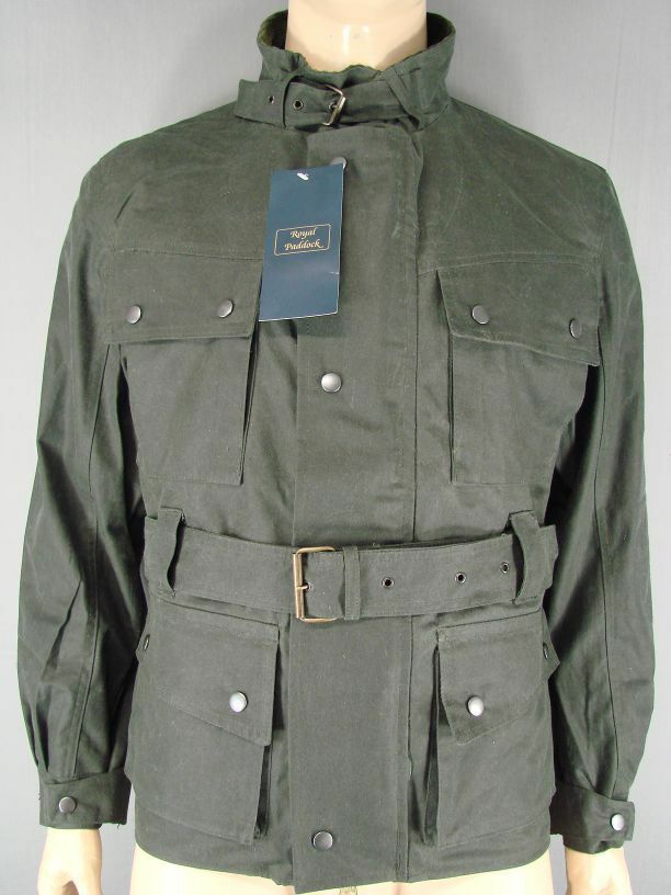 NEW WITH TAGS ROYAL PADDOCK BELTED OLIVE WAXED PURE COTTON JACKETS-S/M/L/XL/XXL
