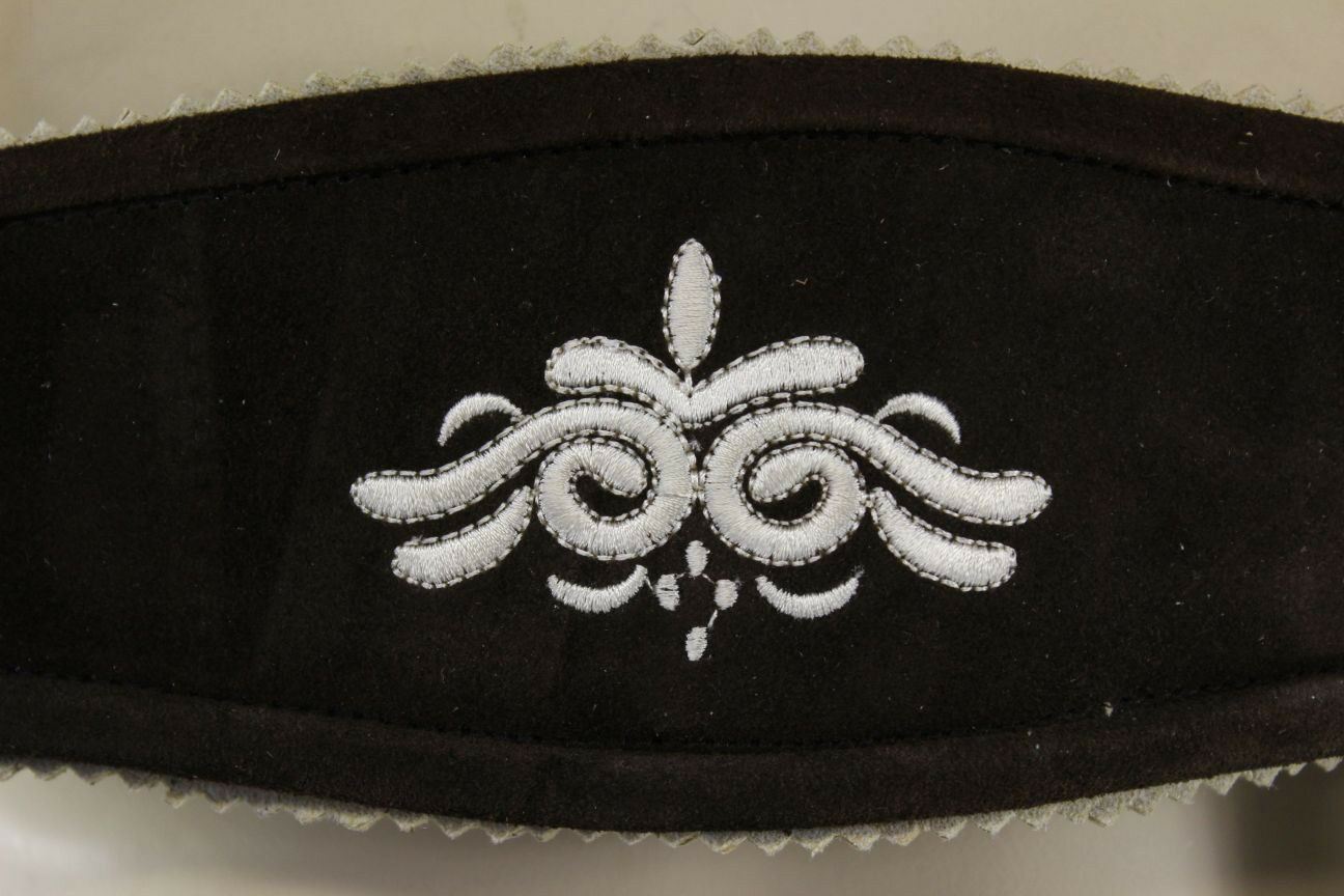 WOMENS GERMAN BAVARIAN OKTOBERFEST EMBROIDERED DK BROWN SUEDE LEATHER LEDERHOSEN