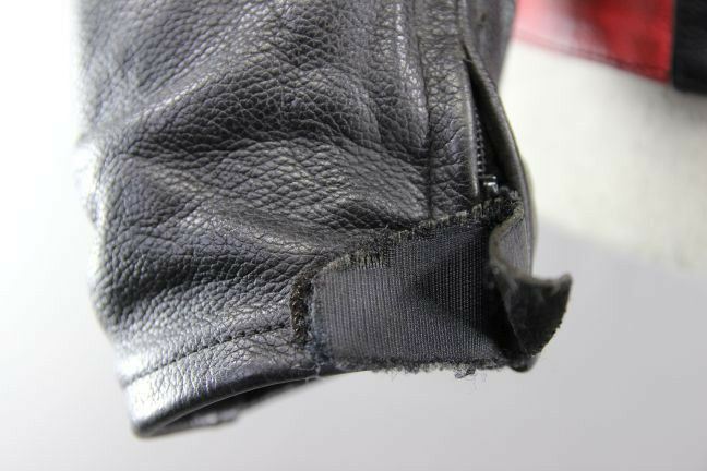 IXS BLACK & RED LEATHER BIKER JACKET WITH REMOVABLE CE PROTECTORS 40 INCH