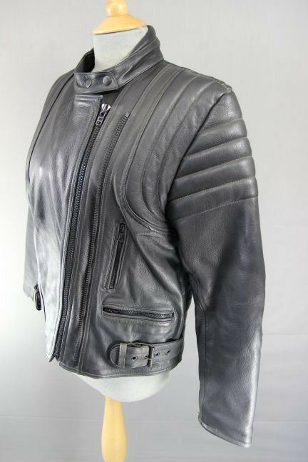 CLASSIC BLACK JTS LEATHER BIKER JACKET 38 INCH/LARGE