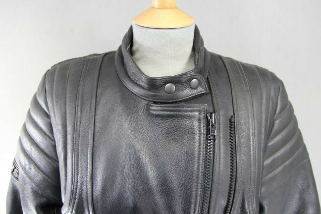 CLASSIC BLACK JTS LEATHER BIKER JACKET 38 INCH/LARGE