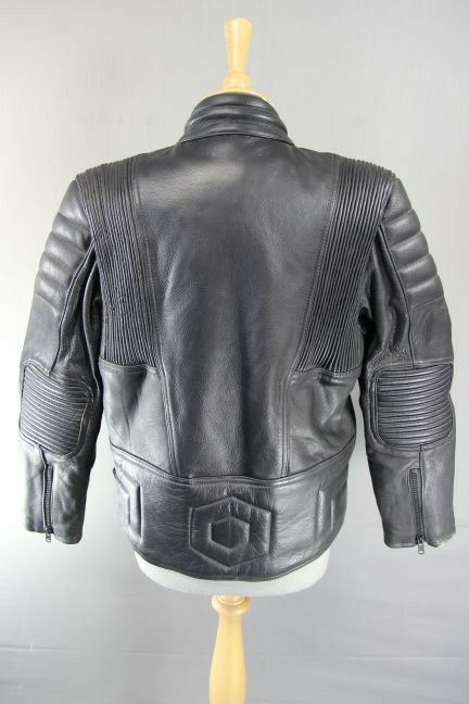 CLASSIC BLACK JTS LEATHER BIKER JACKET 38 INCH/LARGE