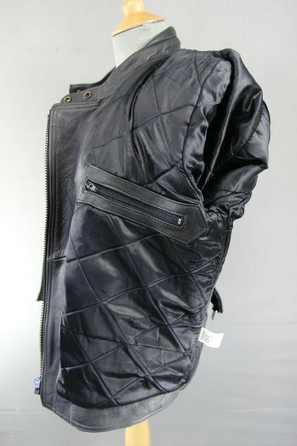 CLASSIC BLACK JTS LEATHER BIKER JACKET 38 INCH/LARGE