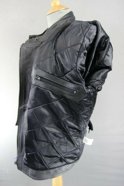 CLASSIC BLACK JTS LEATHER BIKER JACKET 38 INCH/LARGE