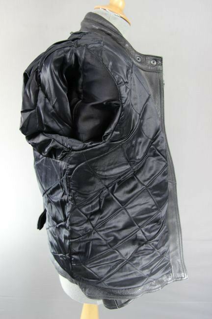 CLASSIC BLACK JTS LEATHER BIKER JACKET 38 INCH/LARGE