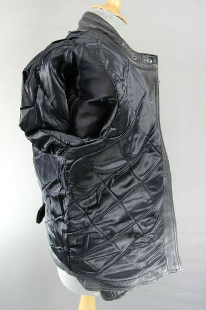 CLASSIC BLACK JTS LEATHER BIKER JACKET 38 INCH/LARGE
