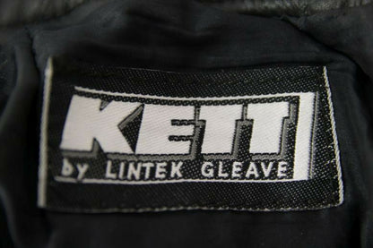 KETT BY LINTEK GLEAVE BLACK LEATHER BIKER TROUSERS: WAIST 30 IN/INSIDE LEG 31 IN