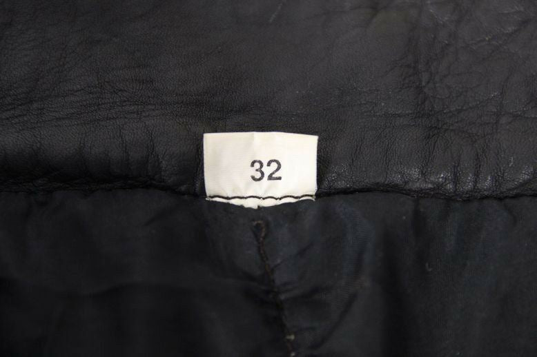 KETT BY LINTEK GLEAVE BLACK LEATHER BIKER TROUSERS: WAIST 30 IN/INSIDE LEG 31 IN